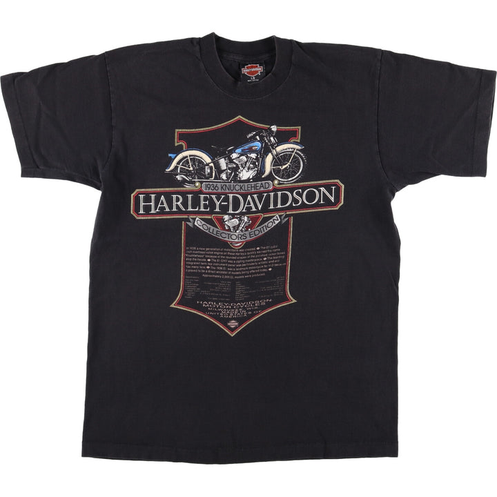 Harley-Davidson Motorcycle Bike T-shirt Made in USA Men's L size cotton black type Vintage Second Hand