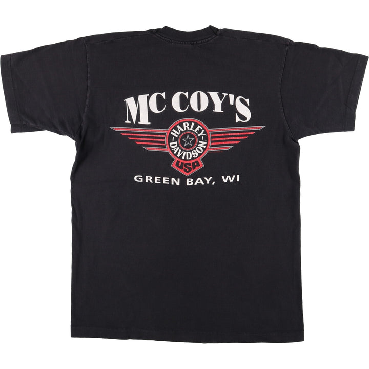 Harley-Davidson Motorcycle Bike T-shirt Made in USA Men's L size cotton black type Vintage Second Hand