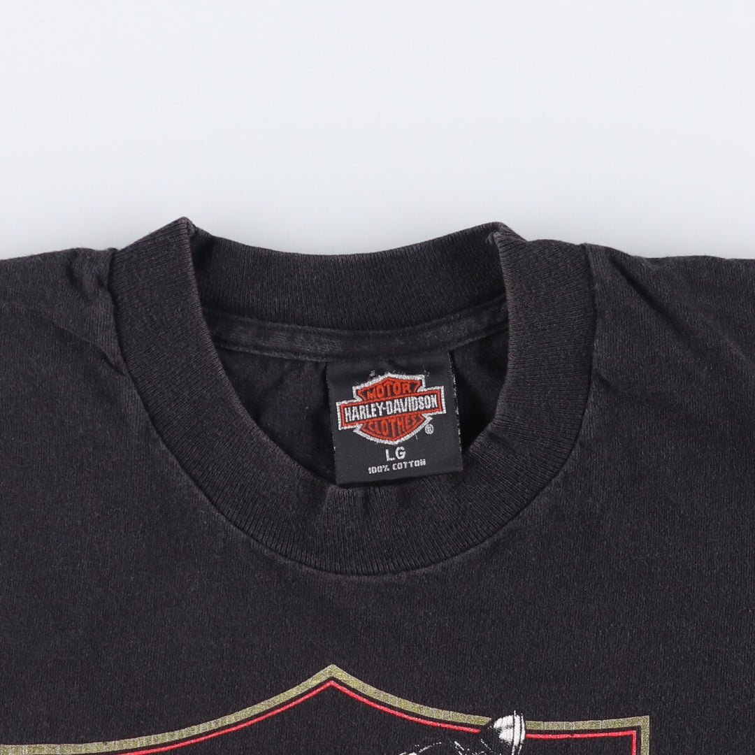 Harley-Davidson Motorcycle Bike T-shirt Made in USA Men's L size cotton black type Vintage Second Hand