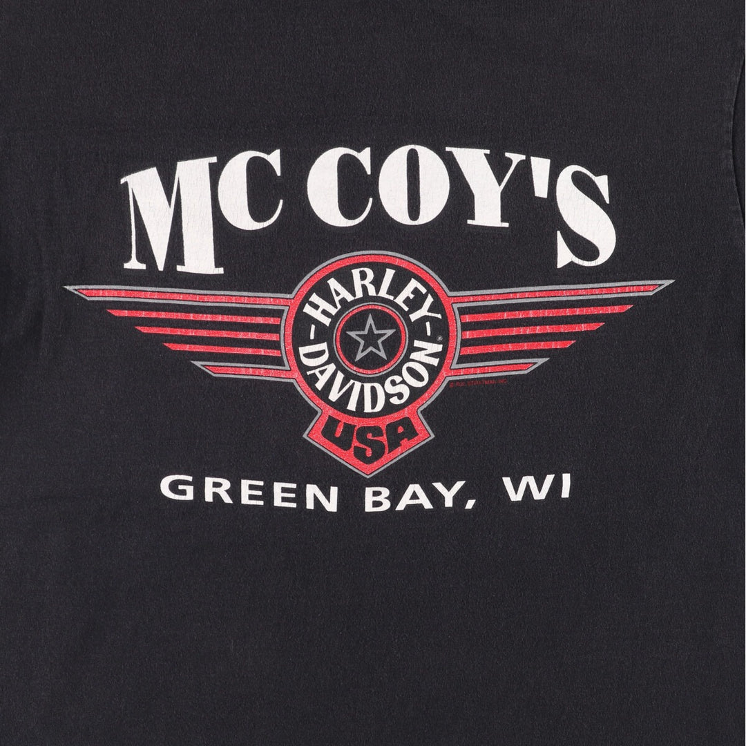 Harley-Davidson Motorcycle Bike T-shirt Made in USA Men's L size cotton black type Vintage Second Hand
