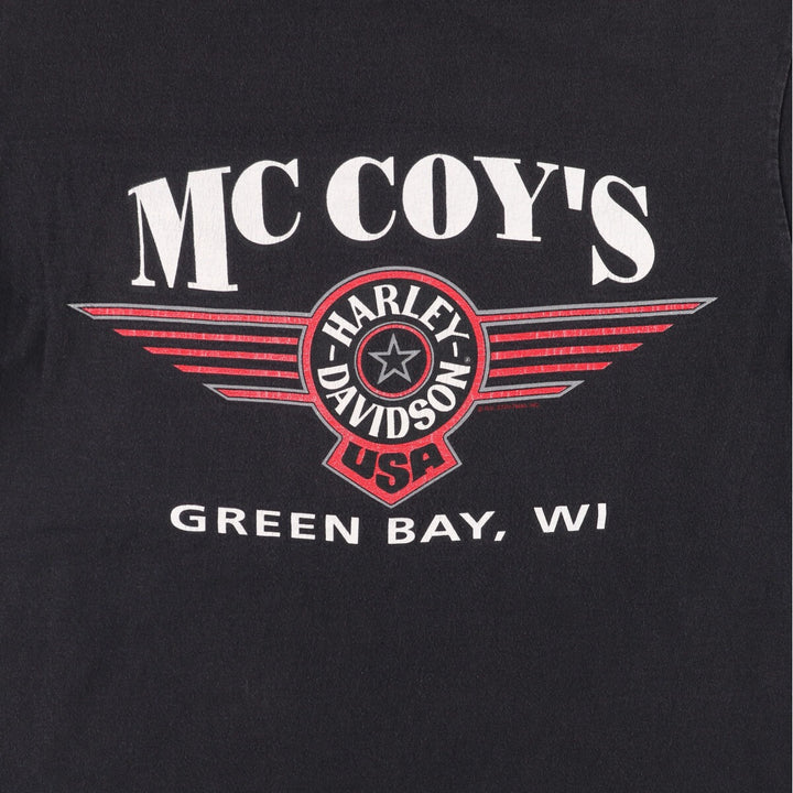 Harley-Davidson Motorcycle Bike T-shirt Made in USA Men's L size cotton black type Vintage Second Hand