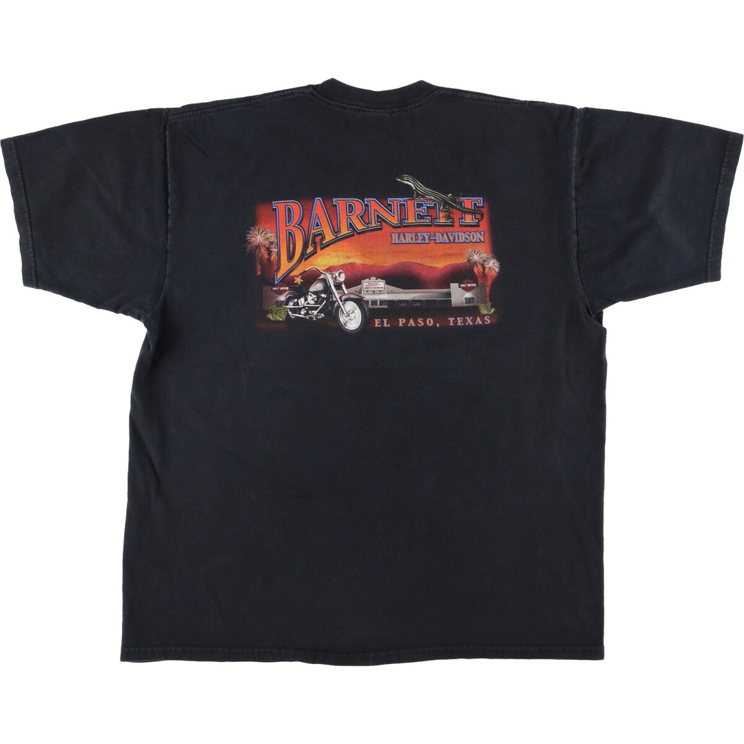 Harley-Davidson Eagle Pattern Motorcycle T-Shirt, Made in USA, Men's XL, Tribal cotton black type Vintage Second Hand