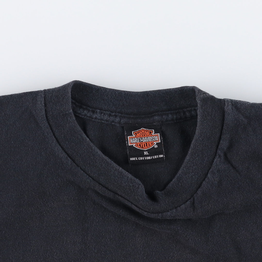 Harley-Davidson Eagle Pattern Motorcycle T-Shirt, Made in USA, Men's XL, Tribal cotton black type Vintage Second Hand