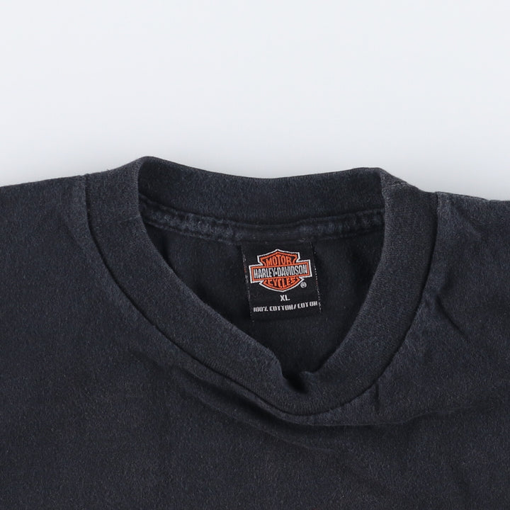 Harley-Davidson Eagle Pattern Motorcycle T-Shirt, Made in USA, Men's XL, Tribal cotton black type Vintage Second Hand
