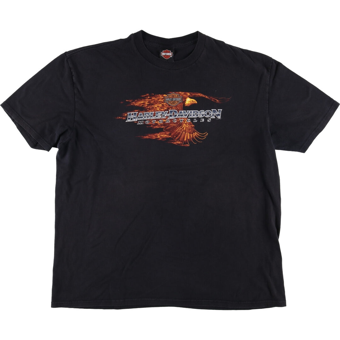 00'S Harley-Davidson Eagle Pattern Motorcycle Bike T-shirt Men's XXL cotton black type Vintage Second Hand