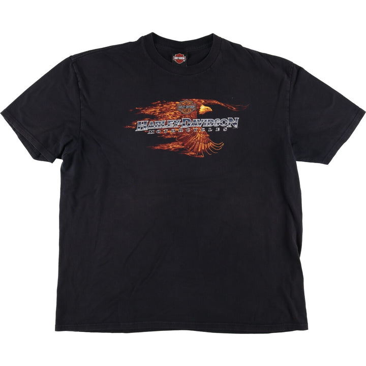 00'S Harley-Davidson Eagle Pattern Motorcycle Bike T-shirt Men's XXL cotton black type Vintage Second Hand