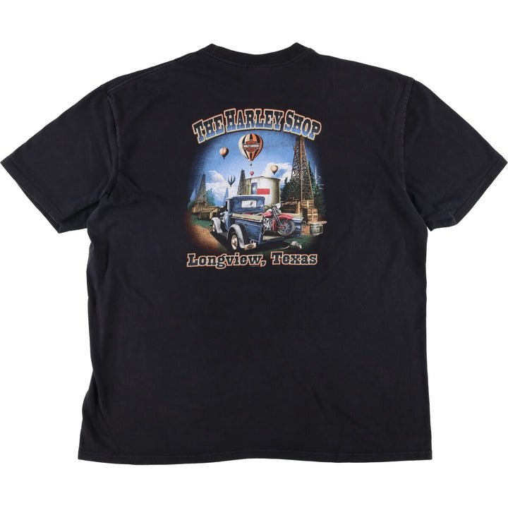 00'S Harley-Davidson Eagle Pattern Motorcycle Bike T-shirt Men's XXL cotton black type Vintage Second Hand