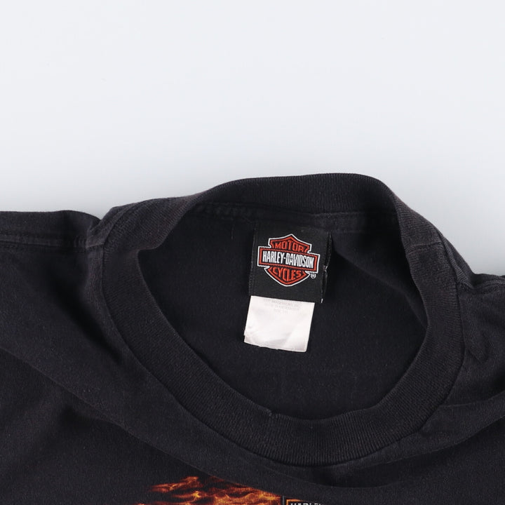 00'S Harley-Davidson Eagle Pattern Motorcycle Bike T-shirt Men's XXL cotton black type Vintage Second Hand