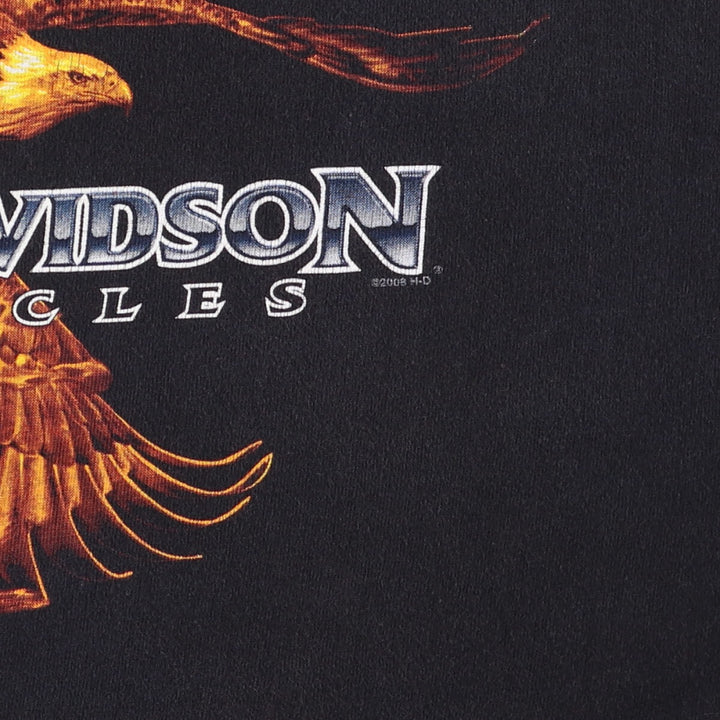 00'S Harley-Davidson Eagle Pattern Motorcycle Bike T-shirt Men's XXL cotton black type Vintage Second Hand