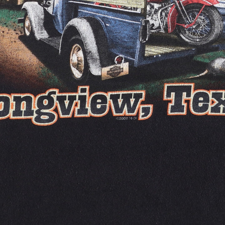 00'S Harley-Davidson Eagle Pattern Motorcycle Bike T-shirt Men's XXL cotton black type Vintage Second Hand
