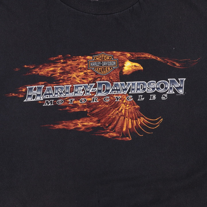 00'S Harley-Davidson Eagle Pattern Motorcycle Bike T-shirt Men's XXL cotton black type Vintage Second Hand