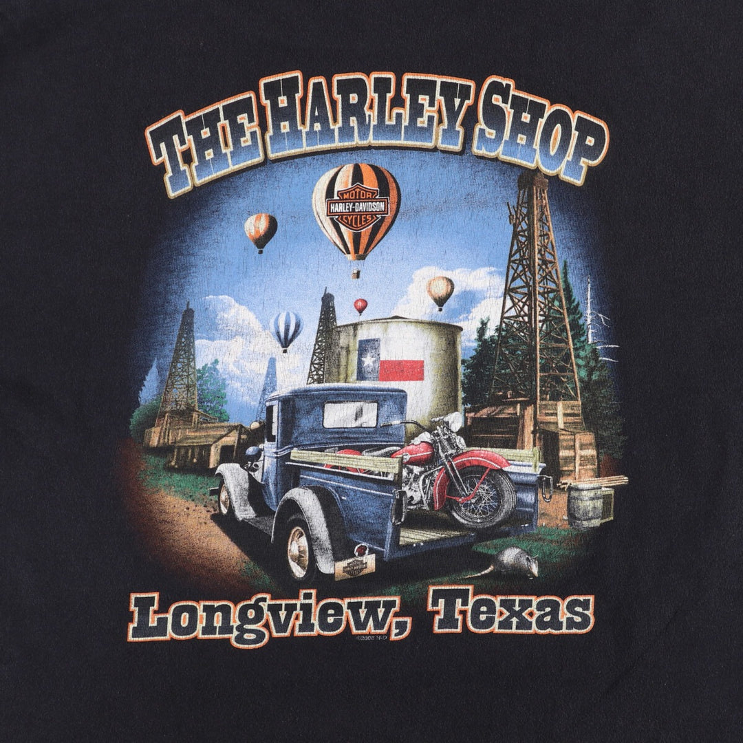 00'S Harley-Davidson Eagle Pattern Motorcycle Bike T-shirt Men's XXL cotton black type Vintage Second Hand