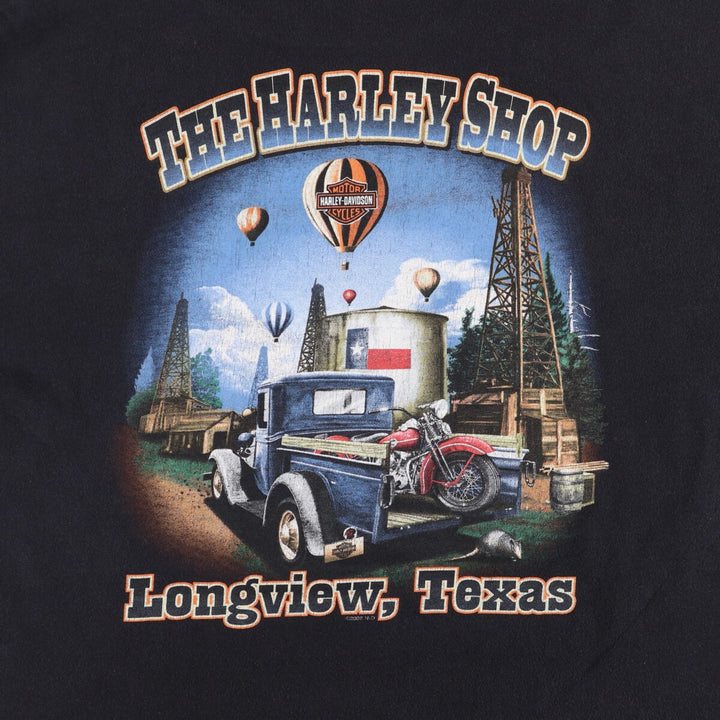 00'S Harley-Davidson Eagle Pattern Motorcycle Bike T-shirt Men's XXL cotton black type Vintage Second Hand