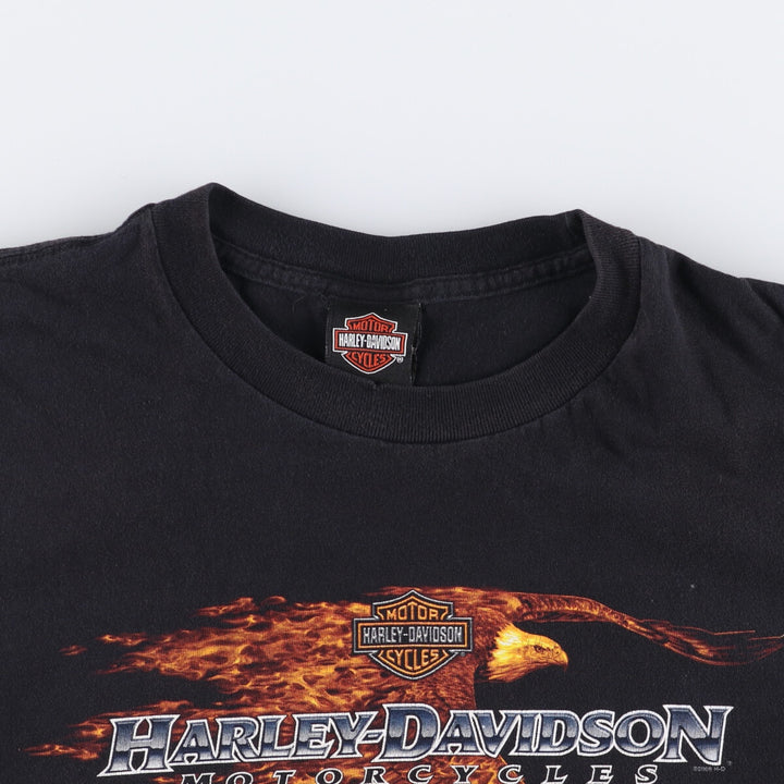 00'S Harley-Davidson Eagle Pattern Motorcycle Bike T-shirt Men's XXL cotton black type Vintage Second Hand