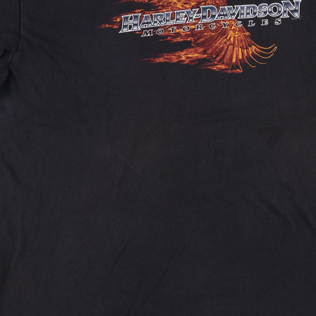 00'S Harley-Davidson Eagle Pattern Motorcycle Bike T-shirt Men's XXL cotton black type Vintage Second Hand