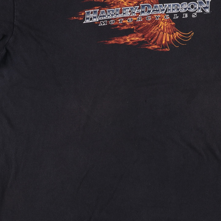 00'S Harley-Davidson Eagle Pattern Motorcycle Bike T-shirt Men's XXL cotton black type Vintage Second Hand