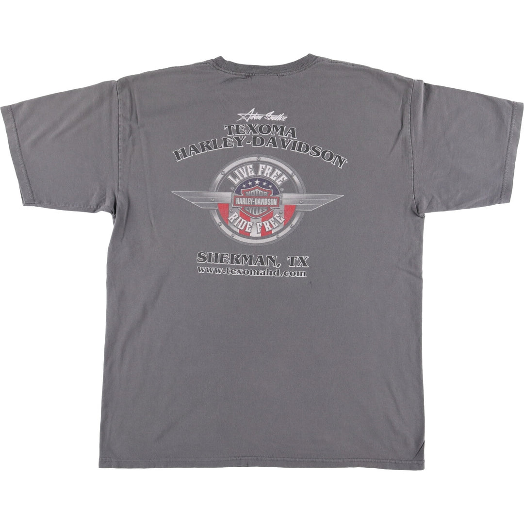 Harley-Davidson Wolf Pattern Motorcycle T-Shirt, Men's Size Large cotton Charcoal Vintage Second Hand