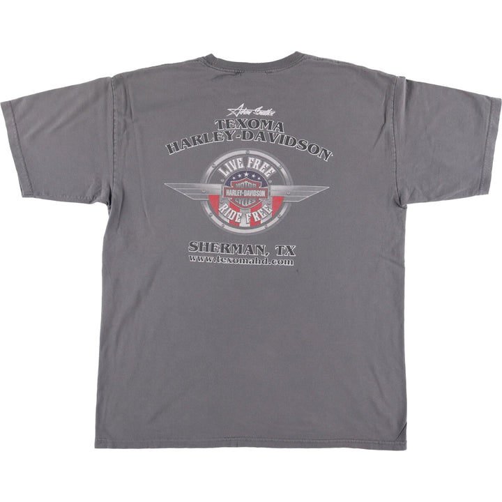 Harley-Davidson Wolf Pattern Motorcycle T-Shirt, Men's Size Large cotton Charcoal Vintage Second Hand