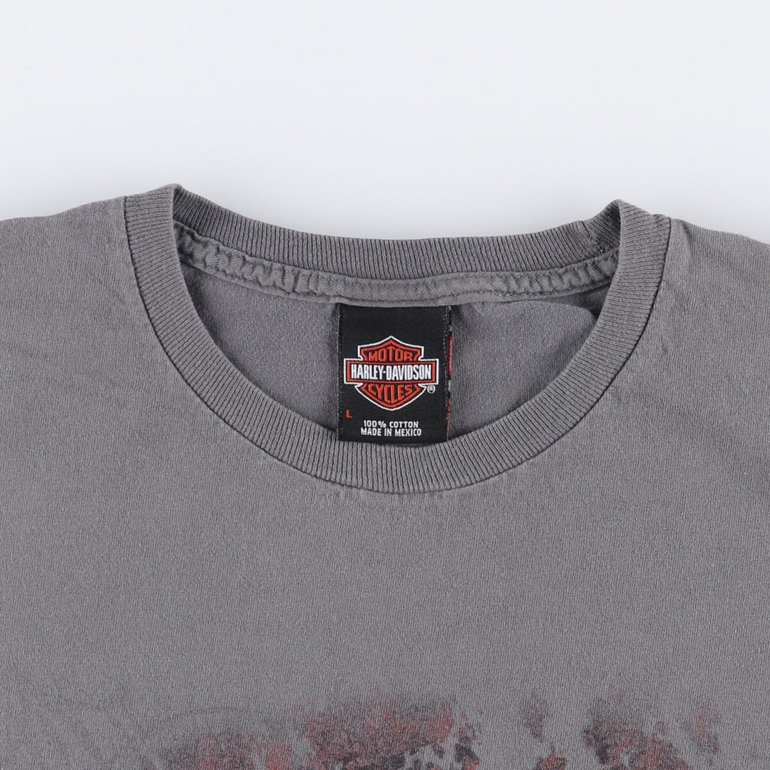 Harley-Davidson Wolf Pattern Motorcycle T-Shirt, Men's Size Large cotton Charcoal Vintage Second Hand