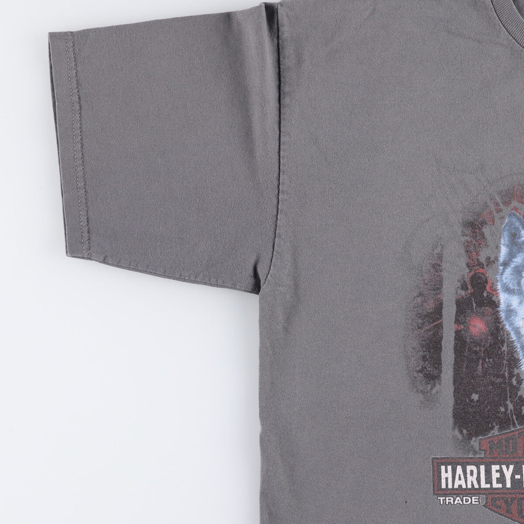 Harley-Davidson Wolf Pattern Motorcycle T-Shirt, Men's Size Large cotton Charcoal Vintage Second Hand