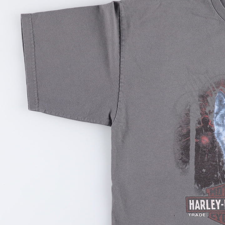 Harley-Davidson Wolf Pattern Motorcycle T-Shirt, Men's Size Large cotton Charcoal Vintage Second Hand