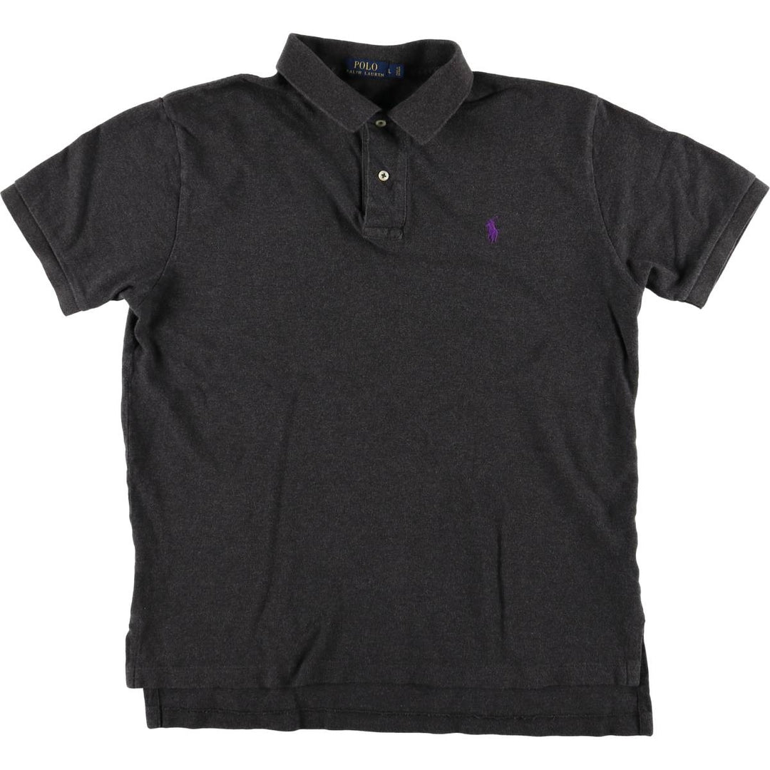 Ralph Lauren POLO RALPH LAUREN short sleeve polo shirt men's size L cotton black type Vintage Second Hand