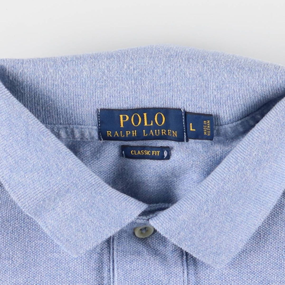 Ralph Lauren POLO RALPH LAUREN CLASSIC FIT short sleeve polo shirt for men size L cotton Blue type light blue Vintage Second Hand