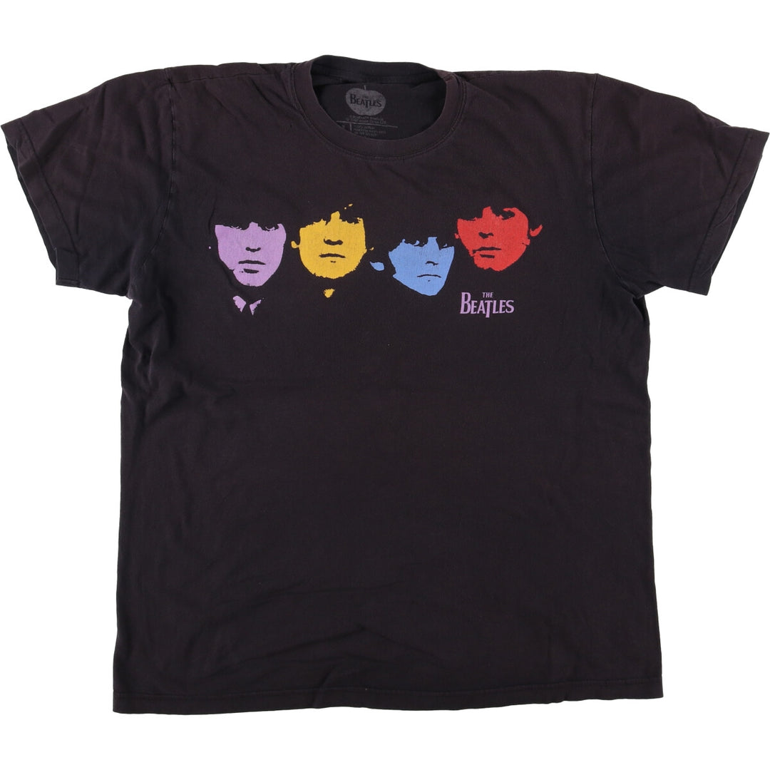 00's THE BEATLES Band T-shirt, Band T, Men's L size cotton black type Vintage Second Hand