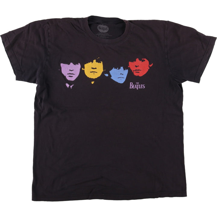 00's THE BEATLES Band T-shirt, Band T, Men's L size cotton black type Vintage Second Hand