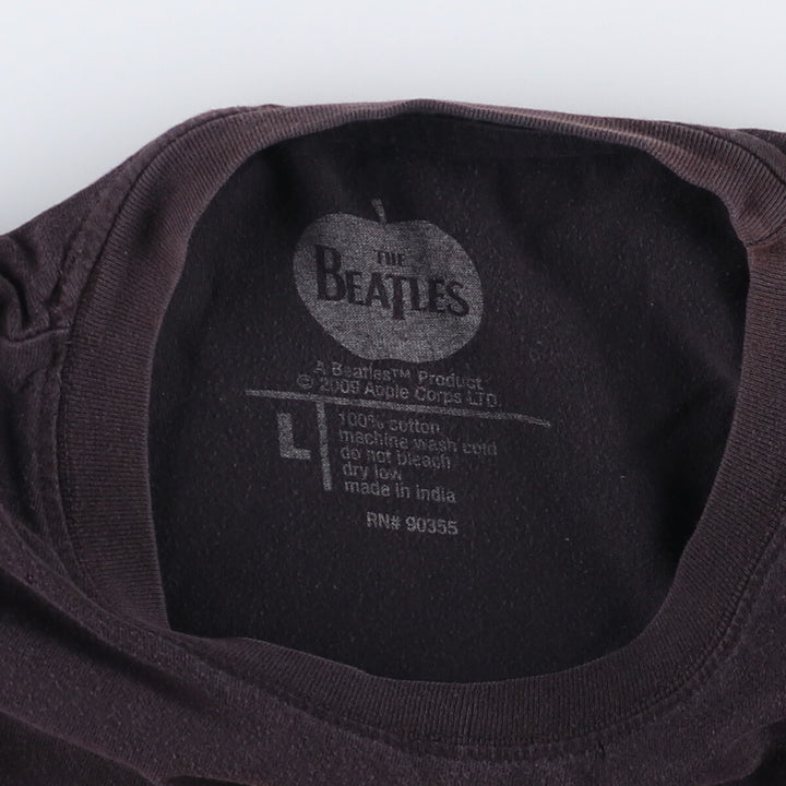 00's THE BEATLES Band T-shirt, Band T, Men's L size cotton black type Vintage Second Hand