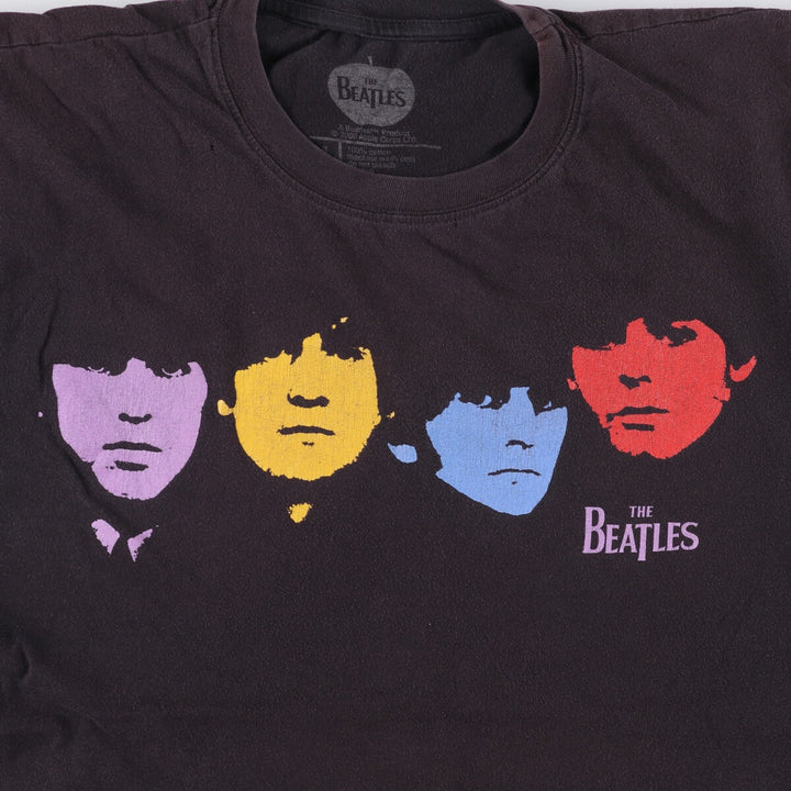 00's THE BEATLES Band T-shirt, Band T, Men's L size cotton black type Vintage Second Hand