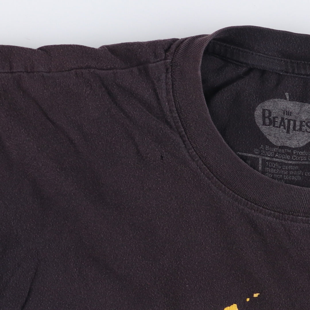 00's THE BEATLES Band T-shirt, Band T, Men's L size cotton black type Vintage Second Hand