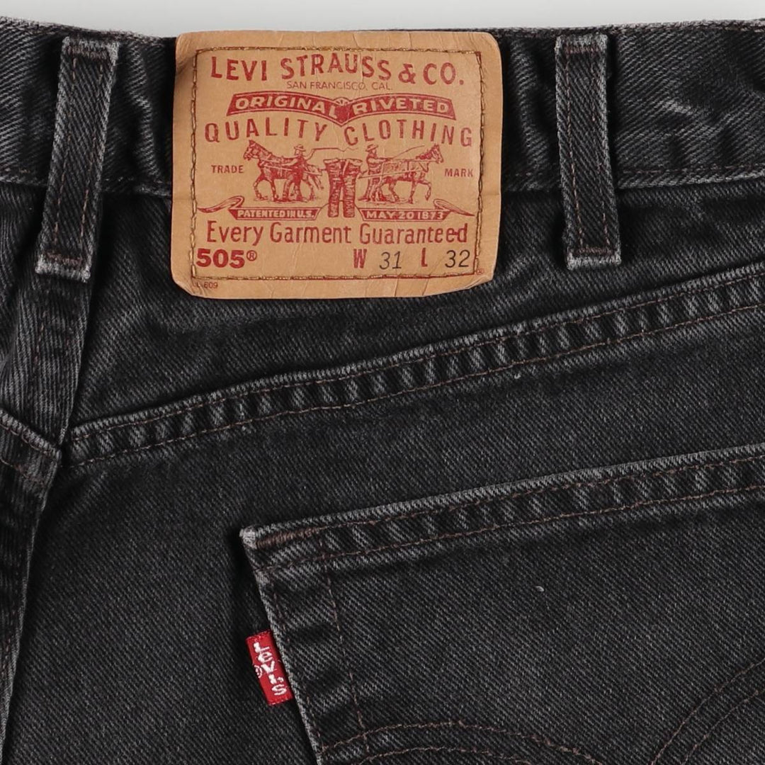 2000'S Levi's 505 Regular Fit Straight Leg (505-0260) Black Denim Tapered Denim Pants, Men's Size W30 cotton black type Vintage Second Hand