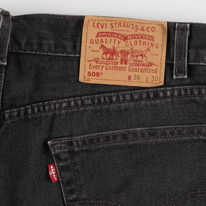 00'S Levi's 505 REGULAR FIT STRAIGHT LEG black denim tapered denim pants for men, size w34 cotton black type Vintage Second Hand