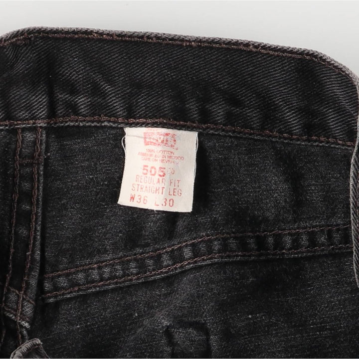00'S Levi's 505 REGULAR FIT STRAIGHT LEG black denim tapered denim pants for men, size w34 cotton black type Vintage Second Hand