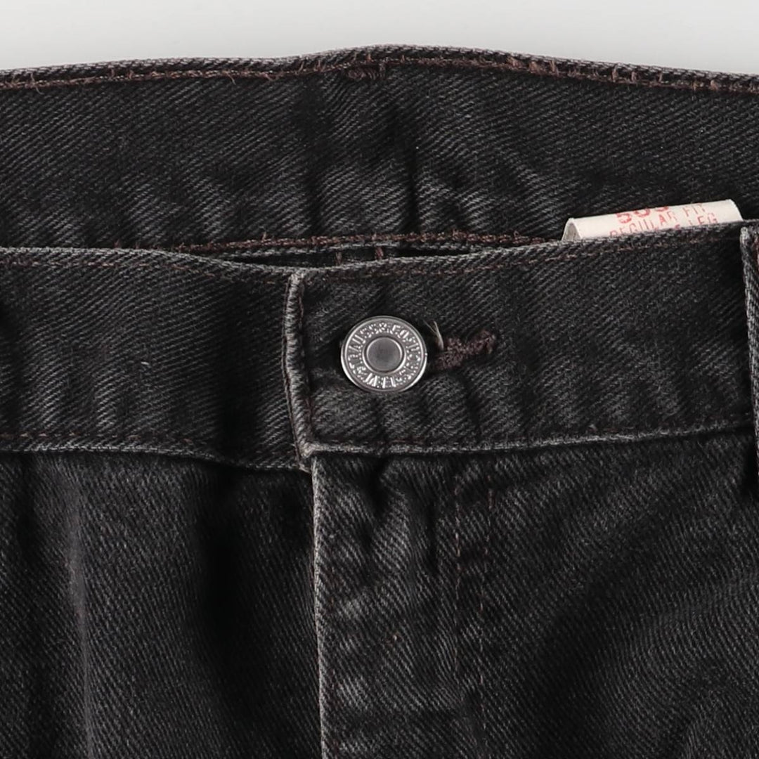 00'S Levi's 505 REGULAR FIT STRAIGHT LEG black denim tapered denim pants for men, size w34 cotton black type Vintage Second Hand