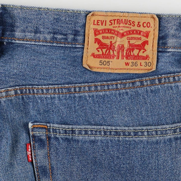Levi's 505 tapered denim pants for men, size w37 cotton blue type Vintage Second Hand