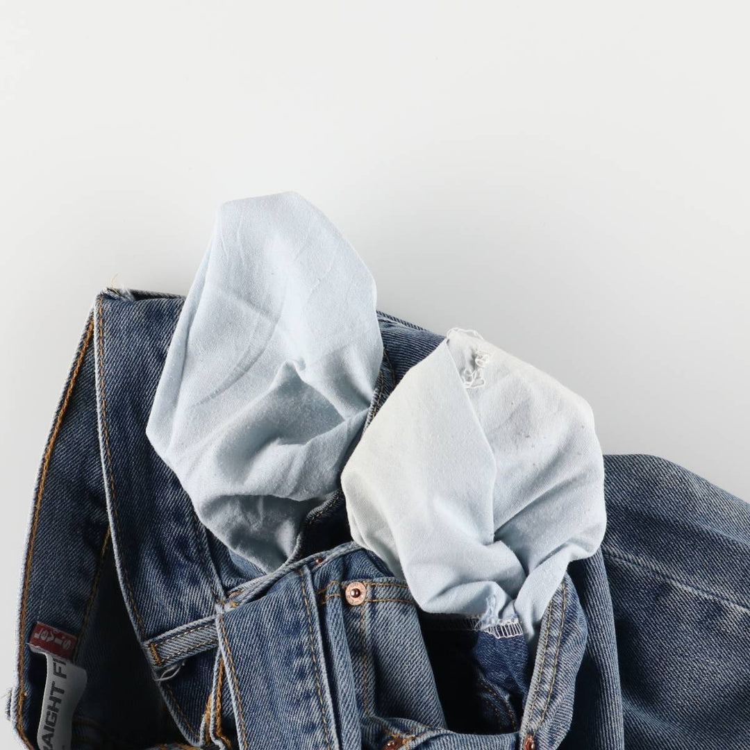 Levi's 505 STRAIGHT FIT tapered denim pants for men, equivalent to w33 cotton blue type Vintage Second Hand