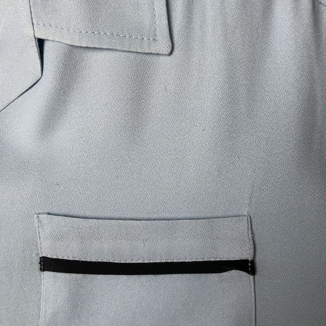 Da Vinci Two-Tone Acetate and Rayon Short Sleeve Open Collar Box Shirt, Made in USA, Men's Size L Rayon Blue type light blue Vintage Second Hand