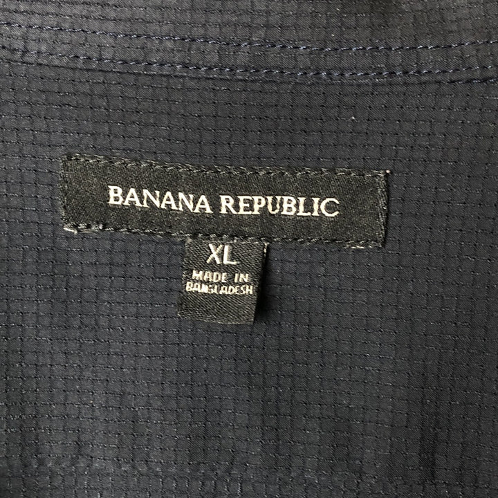 Banana Republic Ripstop Short Sleeve Open Collar Polyester Box Shirt, Men's XL polyester black type Vintage Second Hand