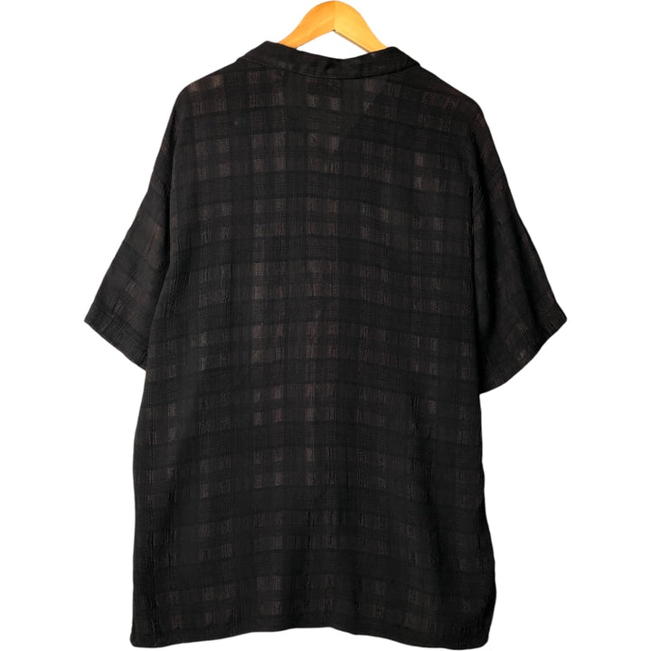 CEZANI Willow Crepe Open Collar Short Sleeve Rayon Shirt, Made in USA, Men's Size XL acetate black type Vintage Second Hand