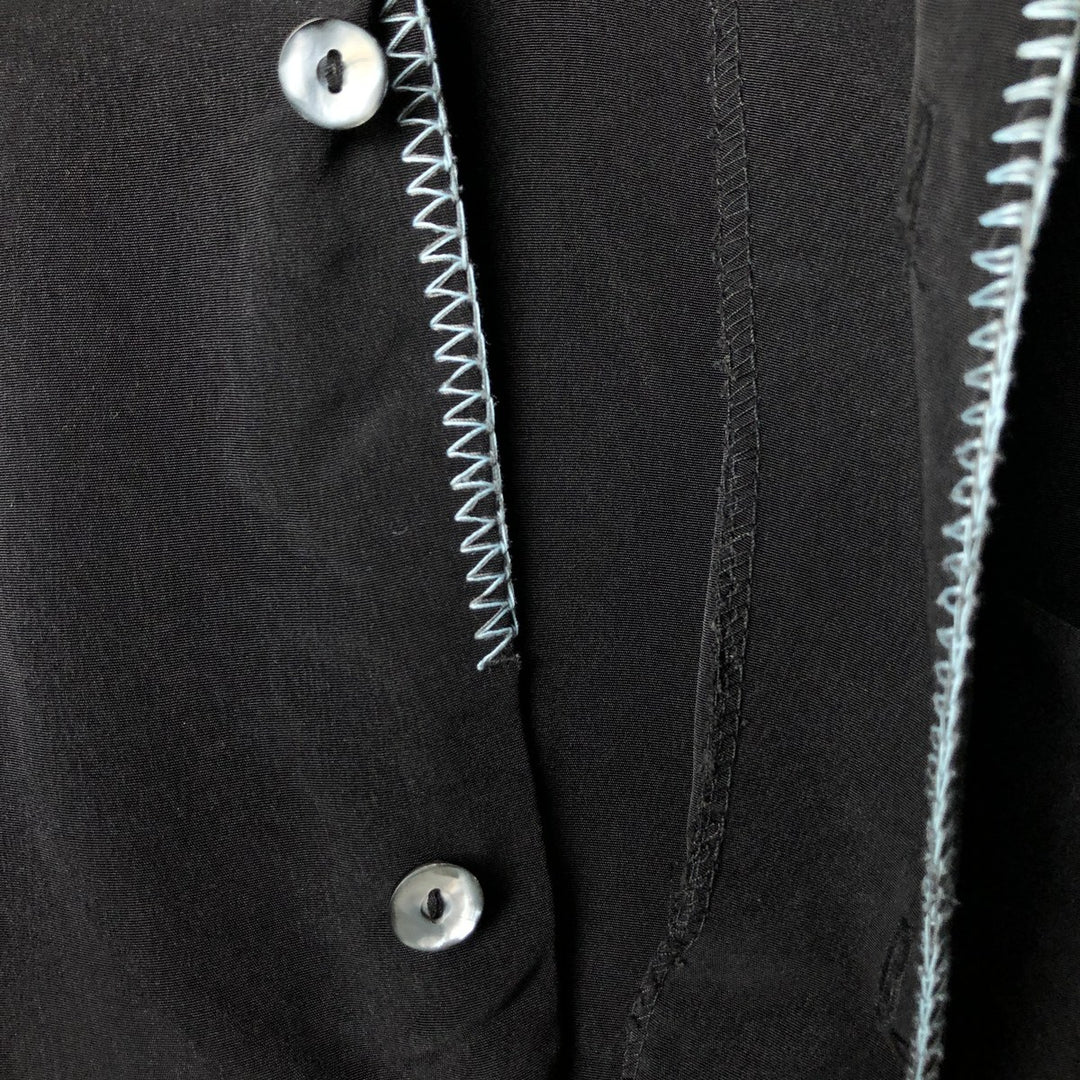 RECIALM Italian Collar Short Sleeve Polyester Box Shirt, Men's Size L polyester black type Vintage Second Hand