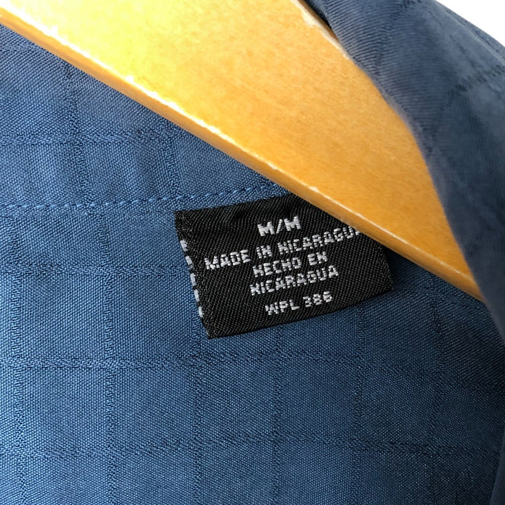 Haggar Check Pattern Short Sleeve Open Collar Polyester Box Shirt, Men's Size M polyester blue type Vintage Second Hand