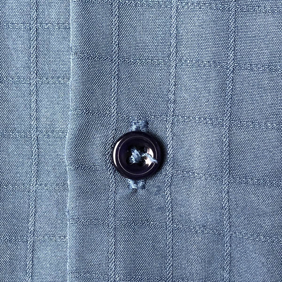 Haggar Check Pattern Short Sleeve Open Collar Polyester Box Shirt, Men's Size M polyester blue type Vintage Second Hand