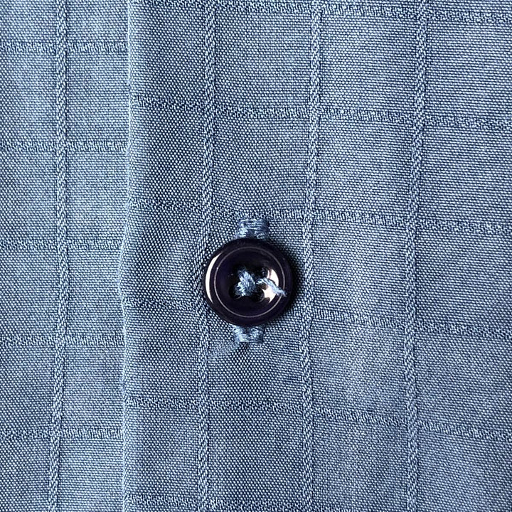 Haggar Check Pattern Short Sleeve Open Collar Polyester Box Shirt, Men's Size M polyester blue type Vintage Second Hand