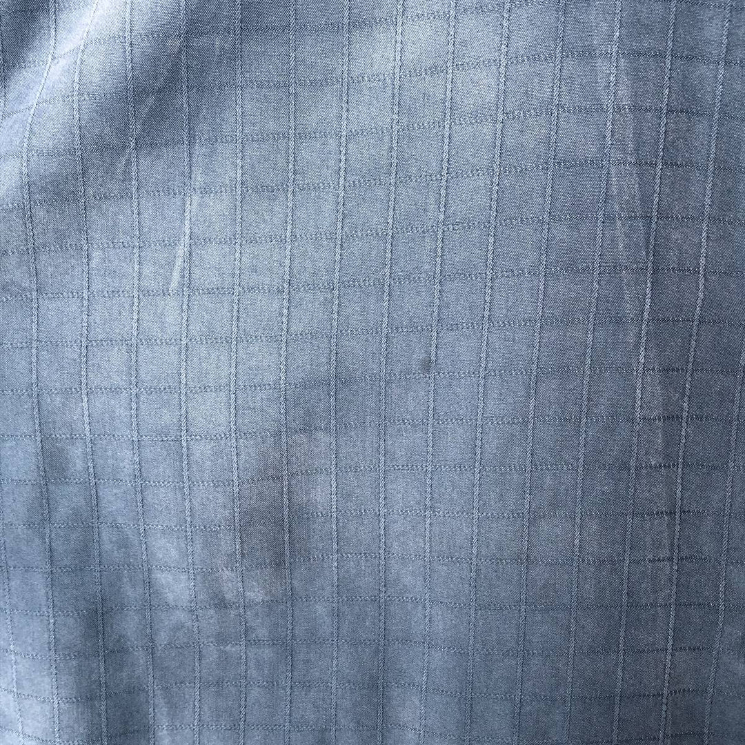 Haggar Check Pattern Short Sleeve Open Collar Polyester Box Shirt, Men's Size M polyester blue type Vintage Second Hand