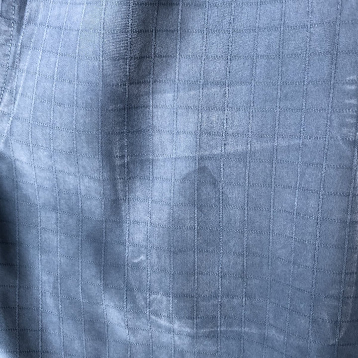 Haggar Check Pattern Short Sleeve Open Collar Polyester Box Shirt, Men's Size M polyester blue type Vintage Second Hand