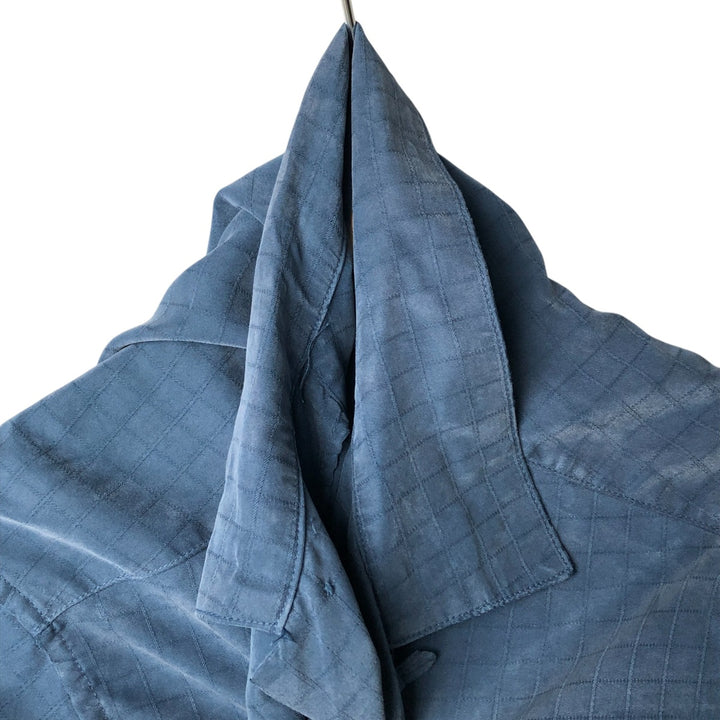 Haggar Check Pattern Short Sleeve Open Collar Polyester Box Shirt, Men's Size M polyester blue type Vintage Second Hand
