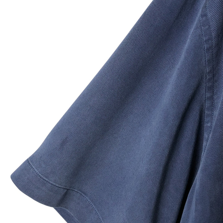 Orvis short-sleeved open-collar box shirt, men's size L Tencel navy blue type Vintage Second Hand