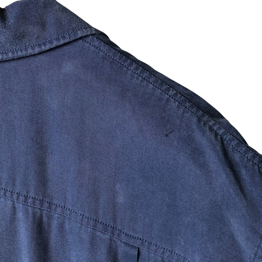 Orvis short-sleeved open-collar box shirt, men's size L Tencel navy blue type Vintage Second Hand